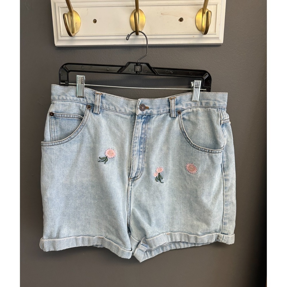 Vintage Ki Ko Mo 90s Y2k Fits Womens 10/12 Floral Embroidered Denim Mom Shorts